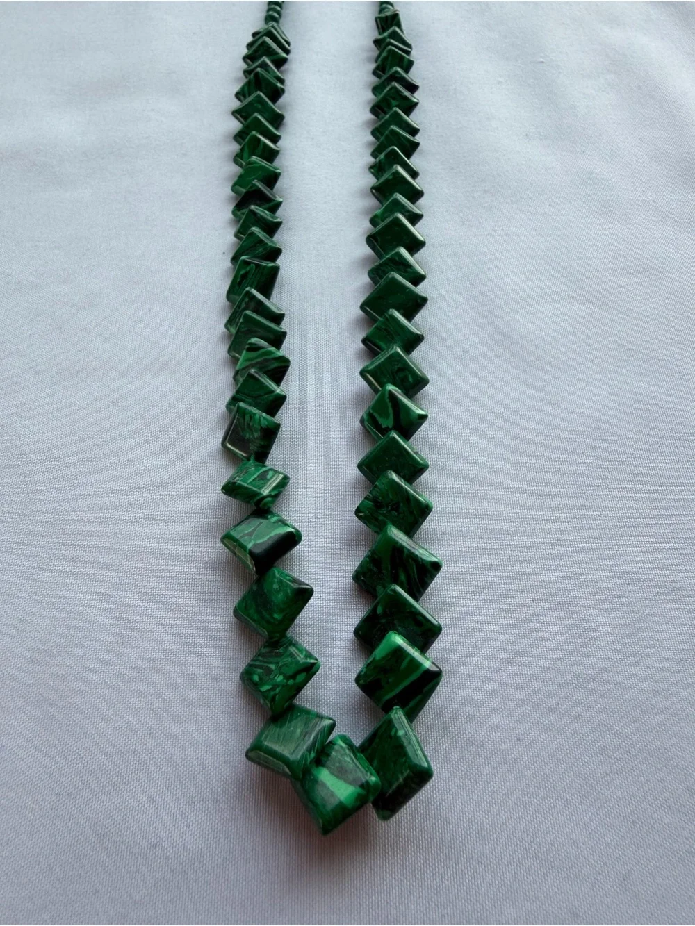 Jewelry | Green Square Bead Necklace Geometric Cube Glass Statement ...